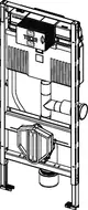 TECEprofil WC-Modul mit integriertem Spülkasten, Anschluss für Geruchsabsaugung, in technischer Zeichnung, die Bauhöhen- und Installationsdetails zeigt.